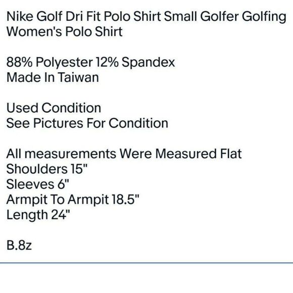 Nike Golf Dri Fit Polo Shirt Small Golfer Golfing Women's Polo Shirt 

88% Polye - Picture 7 of 7